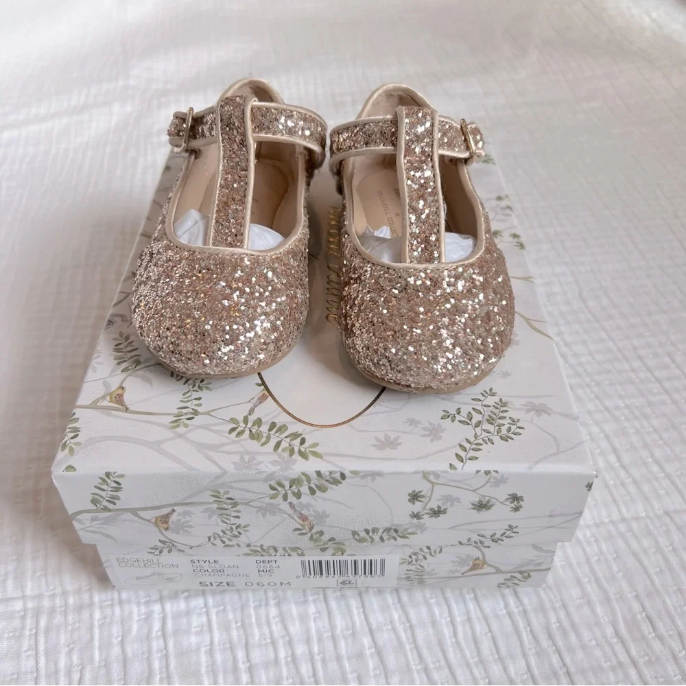 Edgehill x Nicola Bathie Glitter T-Bar Shoes, Baby/Toddler Size 6